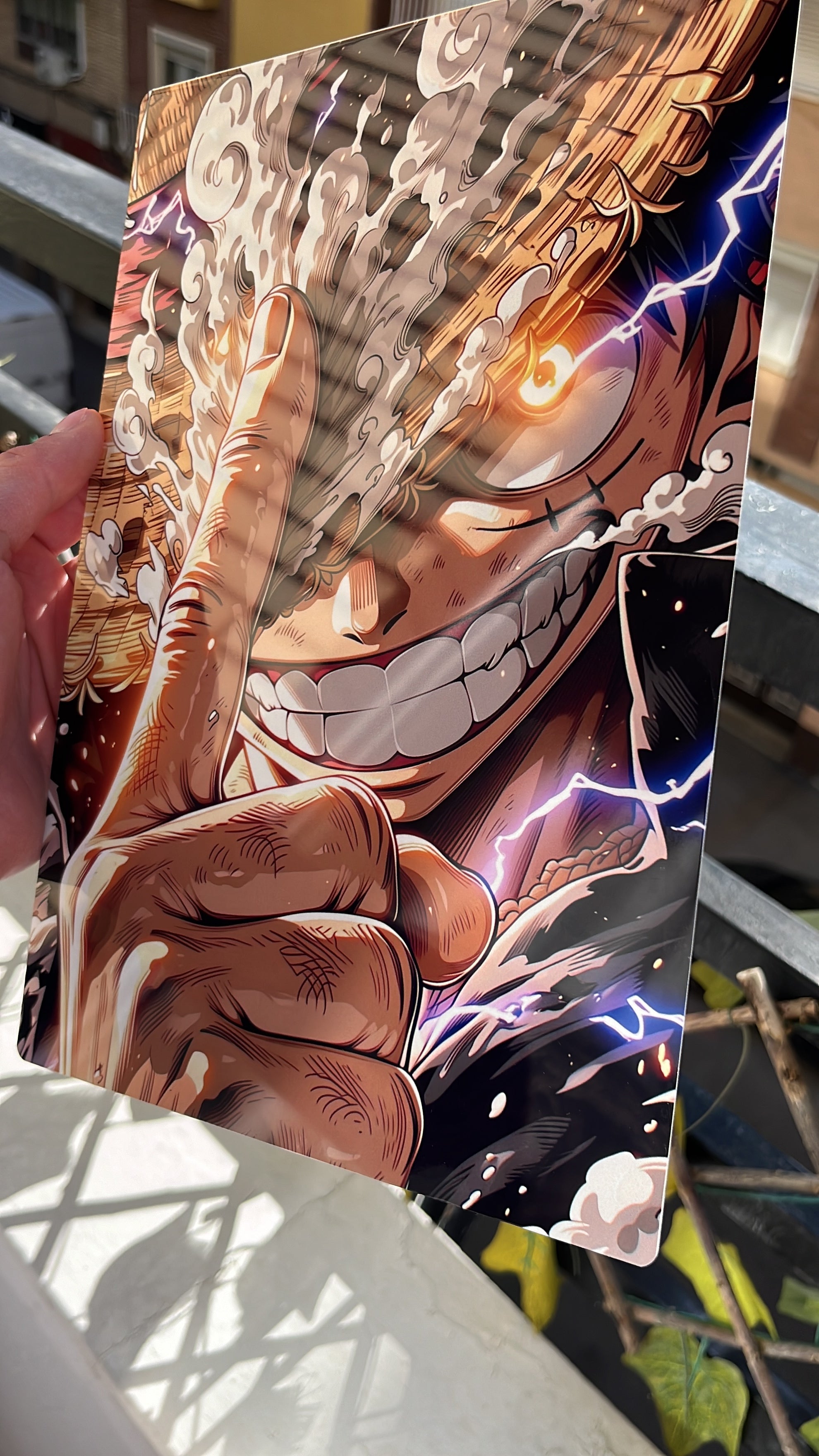 Lámina de Aluminio One Piece Luffy Gear 5 30x20 cm Impresión HD Premium