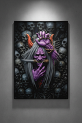 Lámina Hannya Demon 30x20 cm en cuadro sobre pared gris metalizada